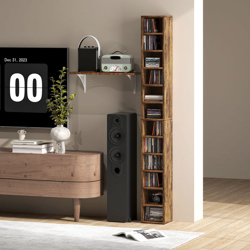 HOMCOM 204 CD Storage Tower Tall Bookcase Bookshelf with Cubes