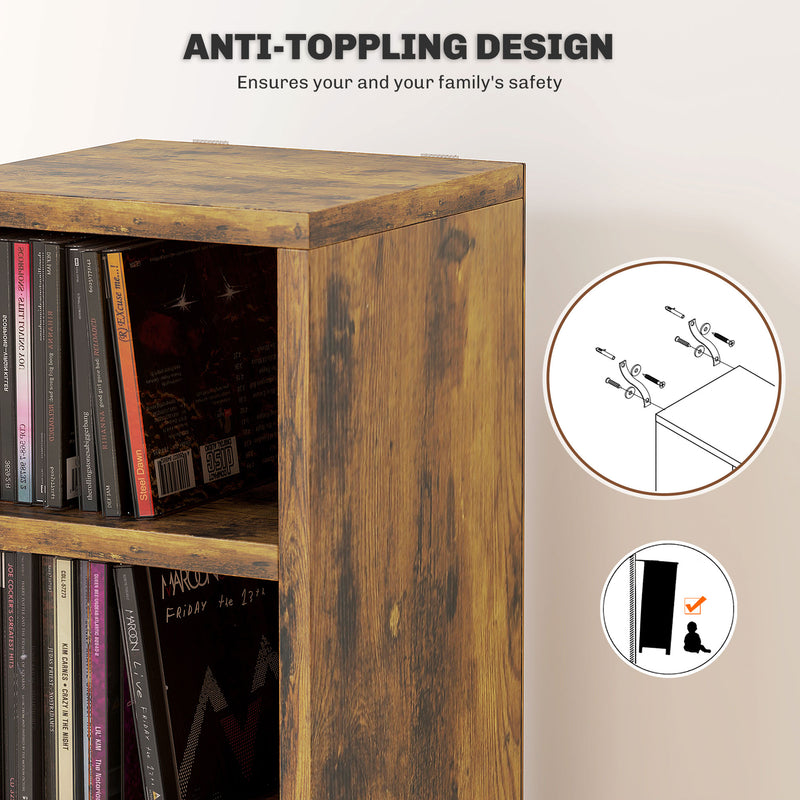 HOMCOM 204 CD Storage Tower Tall Bookcase Bookshelf with Cubes