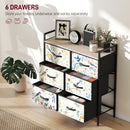 HOMCOM 6-Drawer Chest of Drawers, Fabric Dresser with Open Shelf
