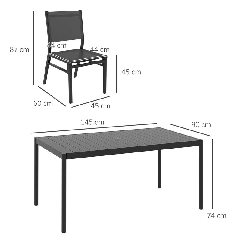 Outsunny 7 Piece Garden Dining Set with Breathable Mesh Seat, Aluminium Top