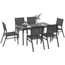 Outsunny 7 Piece Garden Dining Set with Breathable Mesh Seat, Aluminium Top