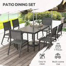 Outsunny 7 Piece Garden Dining Set with Breathable Mesh Seat, Aluminium Top