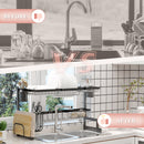 HOMCOM 93cm Over The Sink Dish Drainer Rack, 2 Tier Dish Rack For Kitchen, Black