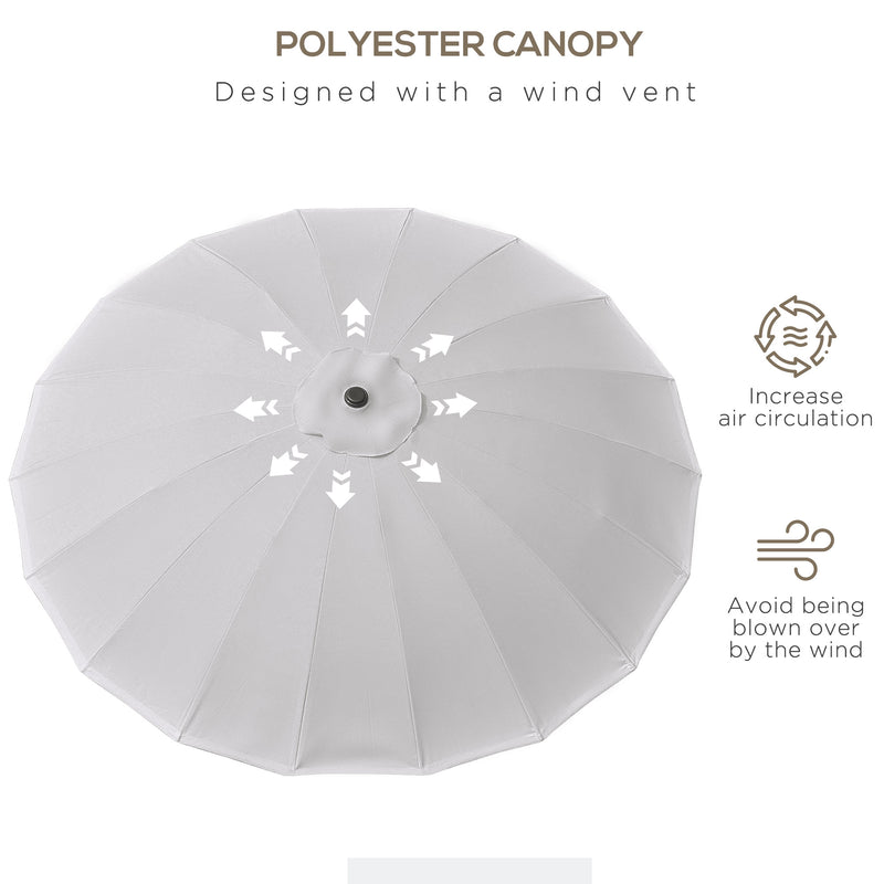 Outsunny 2.5m Round Curved Adjustable Parasol Sun Umbrella Metal Pole Grey