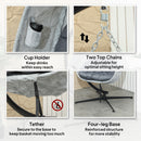 Outsunny Hanging Egg Chair Outdoor Indoor Swing Chair, Folding Basket, Sand