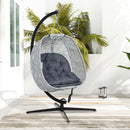 Outsunny Hanging Egg Chair Outdoor Indoor Swing Chair, Folding Basket, Sand