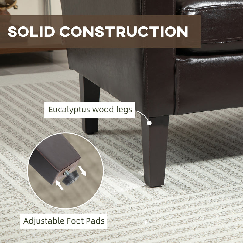 HOMCOM Armchair Accent Chair with Eucalyptus Wood Legs for Bedroom Brown
