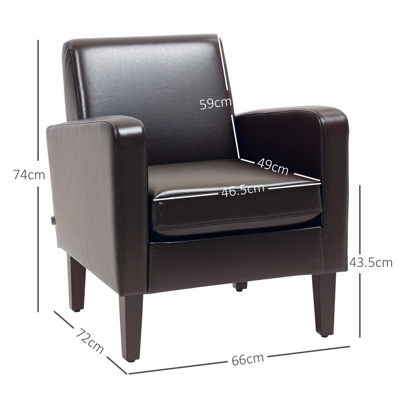 HOMCOM Armchair Accent Chair with Eucalyptus Wood Legs for Bedroom Brown