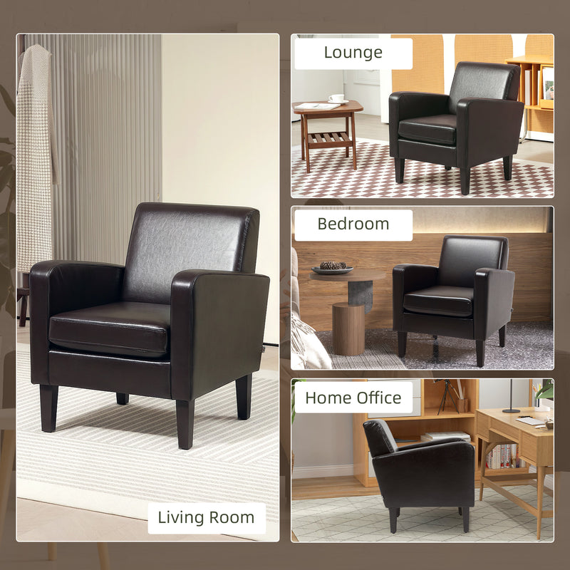 HOMCOM Armchair Accent Chair with Eucalyptus Wood Legs for Bedroom Brown