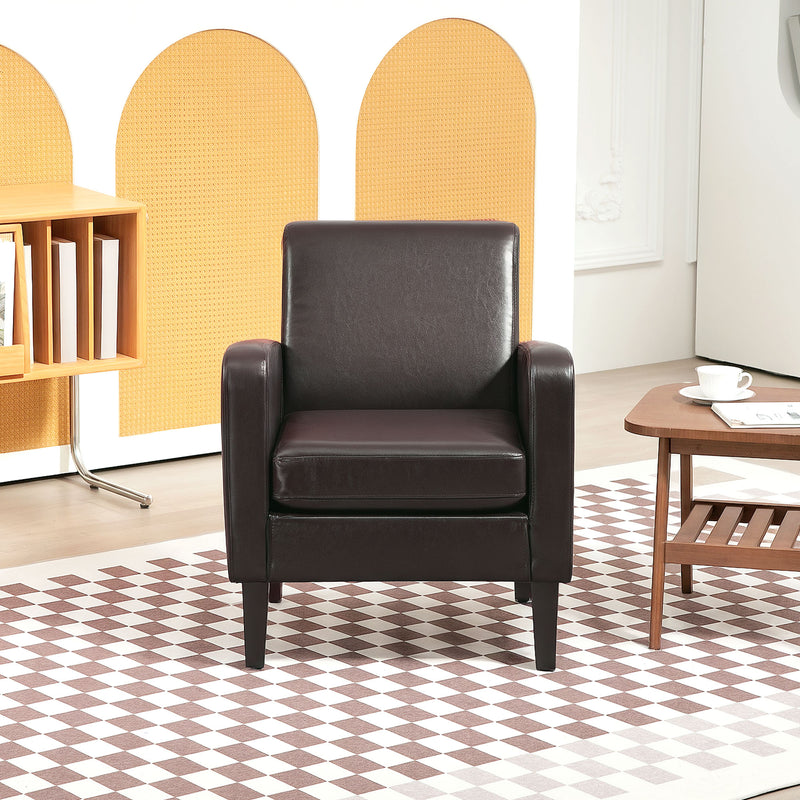 HOMCOM Armchair Accent Chair with Eucalyptus Wood Legs for Bedroom Brown