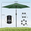 Outsunny 2.6M Garden Parasol Umbrella with Aluminium Pole, Tilt, Crank