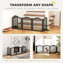 PawHut Dog Gate 5 Wood Panel Freestanding Pet Fence Folding Safety Barrier