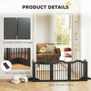 PawHut Dog Gate 5 Wood Panel Freestanding Pet Fence Folding Safety Barrier