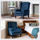 HOMCOM Accent Armchair Home Furniture Retro Tufted Club Fabric Dark Blue
