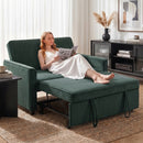 HOMCOM 2 Seater Sofa Bed, 3-in-1 Velvet Pull Out Sleeper Sofa, Dark Green