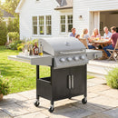 Outsunny 4+1 Burner Gas BBQ Grill with Side Burner, 50000 BTU Gas Grill
