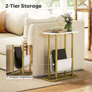 HOMCOM Narrow Side Table, End Table with Magazine Holder for Small Spaces