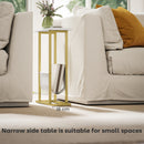 HOMCOM Narrow Side Table, End Table with Magazine Holder for Small Spaces