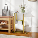 HOMCOM Narrow Side Table, End Table with Magazine Holder for Small Spaces