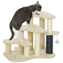 PawHut Cat Tree 2 In 1 Pet Stairs W/ Scratching Tickling Post, Light Grey/Cream White