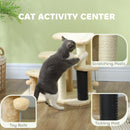 PawHut Cat Tree 2 In 1 Pet Stairs W/ Scratching Tickling Post, Light Grey/Cream White