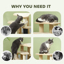 PawHut Cat Tree 2 In 1 Pet Stairs W/ Scratching Tickling Post, Light Grey/Cream White