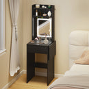 HOMCOM Compact Dressing Table with Lighted Mirror Open Shelves Drawer Black