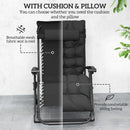 Outsunny 2 PCS Reclining Zero Gravity Chair Folding Lounger Cushion Black