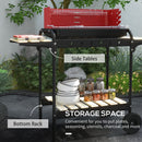 Outsunny Charcoal Barbecue BBQ Grill Trolley W/ 5-level Grill Height Ash Catcher