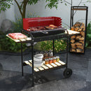 Outsunny Charcoal Barbecue BBQ Grill Trolley W/ 5-level Grill Height Ash Catcher