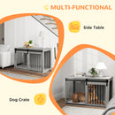 PawHut Dog Crate Furniture with Removable Cushion for XL-sized Dogs - Grey