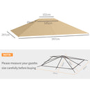Outsunny 3 x 4m Gazebo Canopy Replacement Gazebo Roof Cover, Khaki