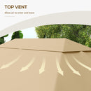 Outsunny 3 x 4m Gazebo Canopy Replacement Gazebo Roof Cover, Khaki