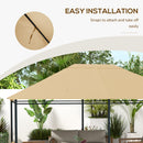 Outsunny 3 x 4m Gazebo Canopy Replacement Gazebo Roof Cover, Khaki