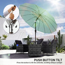 Outsunny 2m Shanghai Garden Parasol Umbrella, Outdoor Sun Shade, Turquoise