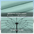 Outsunny 2m Shanghai Garden Parasol Umbrella, Outdoor Sun Shade, Turquoise