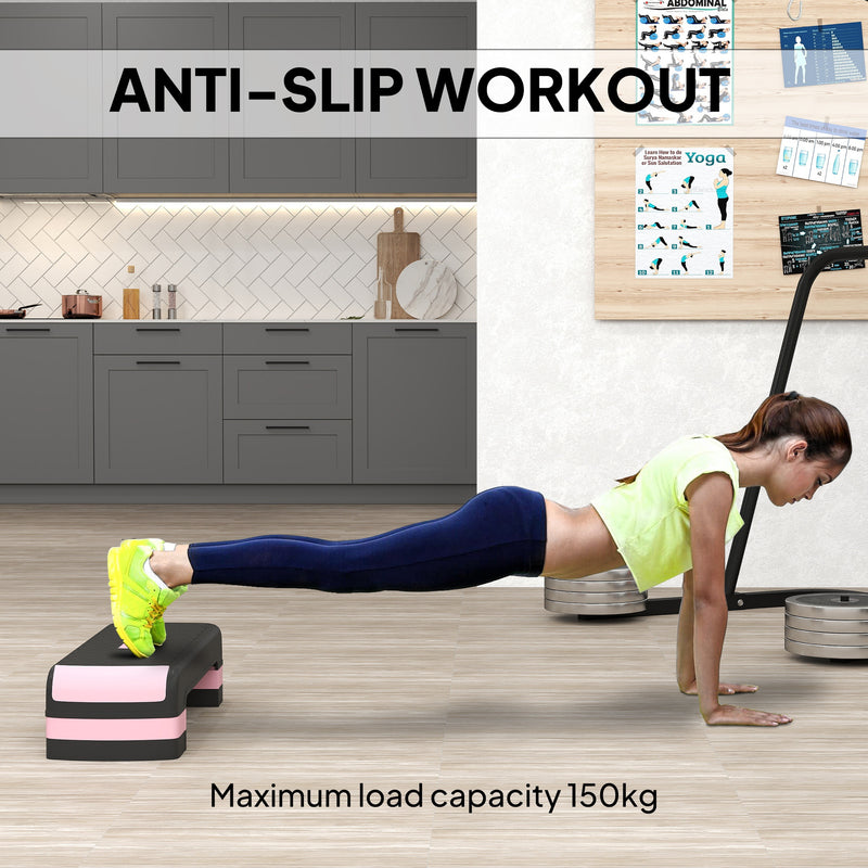 HOMCOM Aerobic Step Three-Level Adjustable Exercise Stepper,