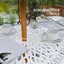Outsunny 3 Piece Patio Bistro Set Outdoor Table Set With Umbrella Hole White