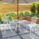 Outsunny 3 Piece Patio Bistro Set Outdoor Table Set With Umbrella Hole White