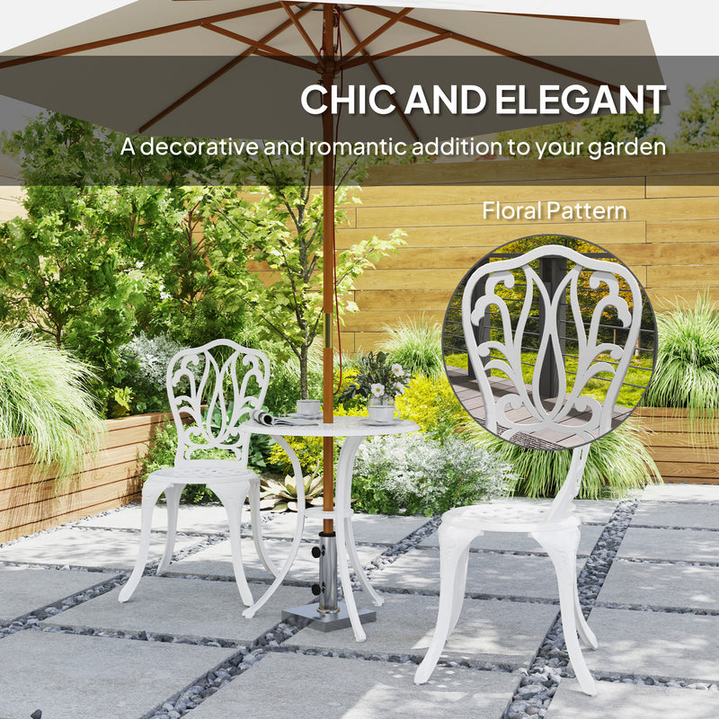 Outsunny 3 Piece Patio Bistro Set Outdoor Table Set With Umbrella Hole White