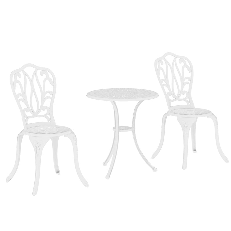 Outsunny 3 Piece Patio Bistro Set Outdoor Table Set With Umbrella Hole White