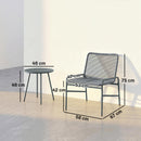 Outsunny Rattan Bistro Set with 2 Chairs & Round Table for Patio, Dark Grey
