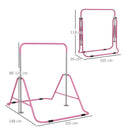 HOMCOM Kids Pink Gymnastic Bar W/ Adjustable Height, Foldable Training Bar