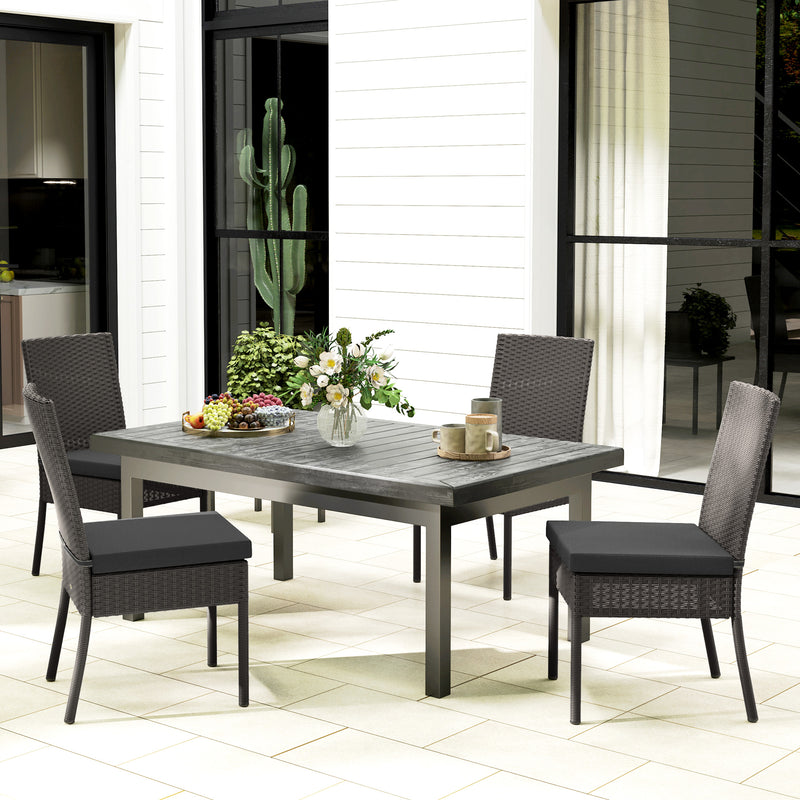 Outsunny Rattan Garden Chairs With Cushion, Wicker Dining Chairs, Grey