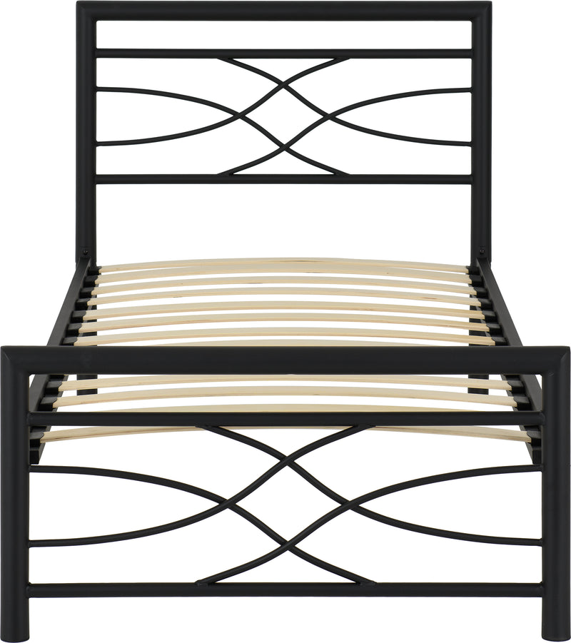 KELLY 3' SINGLE BED - BLACK