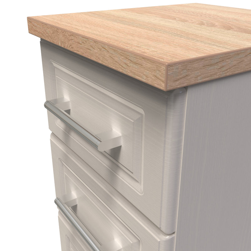 Kingston Ready Assembled 3 Drawer Bedside Cabinet in Kashmir Ash & Modern Oak
