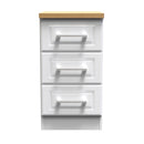 Kingston Ready Assembled Bedside Table with 3 Drawers  - White Ash & Bardolino Oak