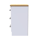 Kingston Ready Assembled Bedside Table with 3 Drawers  - White Ash & Bardolino Oak