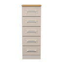 Kingston Ready Assembled 5 Drawer Tallboy in Kashmir Ash & Modern Oak