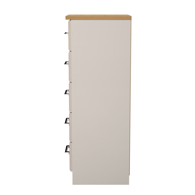Kingston Ready Assembled 5 Drawer Tallboy in Kashmir Ash & Modern Oak
